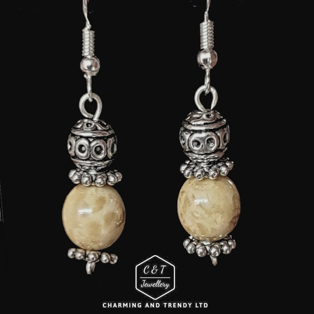 Brown Marbled Ball Drop Earrings - Charming And Trendy Ltd