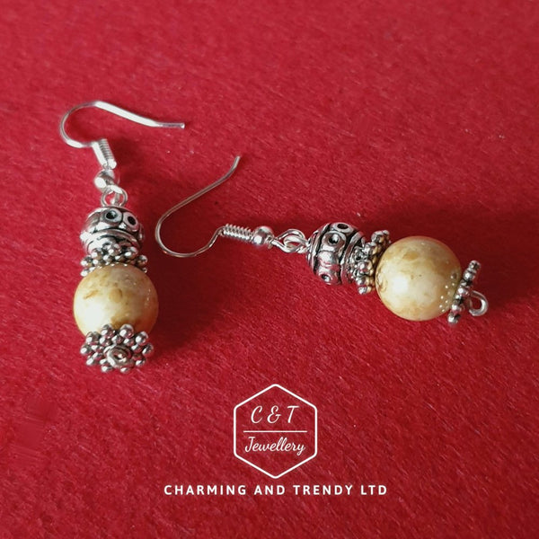 Brown Marbled Ball Drop Earrings - Charming And Trendy Ltd