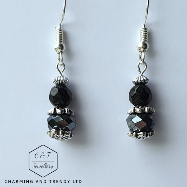 Black Crystal Drop Earrings - Charming And Trendy Ltd
