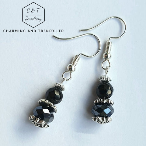 Black Crystal Drop Earrings - Charming And Trendy Ltd