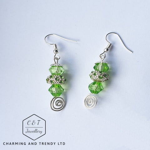 Green Crystal Drop Earrings - Charming And Trendy Ltd