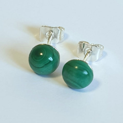 Malachite Silver Plated Stud Earrings - Charming and Trendy Ltd