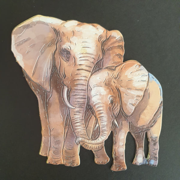 Elephant Family & Calf Die Cuts (Decoupage, Crafting, Card Making) - Charming And Trendy Ltd