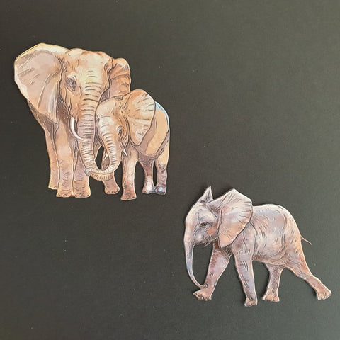 Elephant Family & Calf Die Cuts (Decoupage, Crafting, Card Making) - Charming And Trendy Ltd