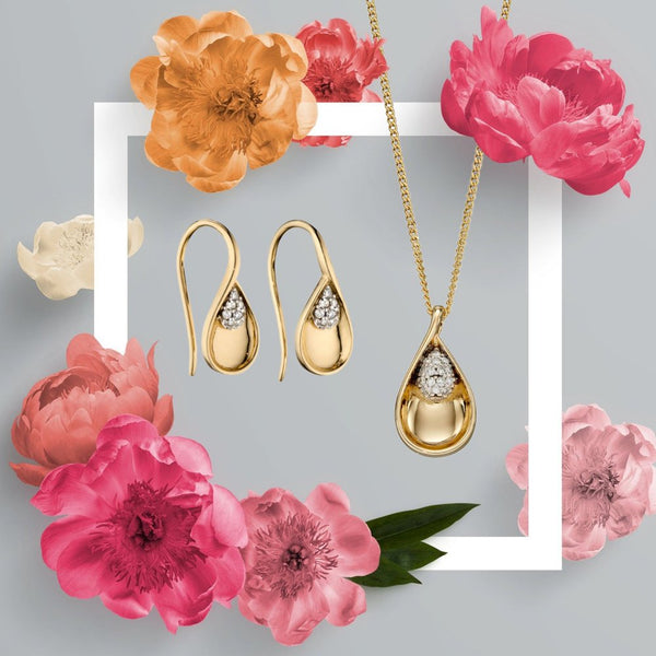 9ct Gold Teardrop Diamond Earrings by Elements Gold (GE2370) - Charming and Trendy Ltd