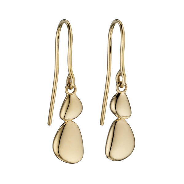 9ct Gold Irregular Oval Shape Drop Earrings by Elements Gold (GE2195) - Charming and Trendy Ltd