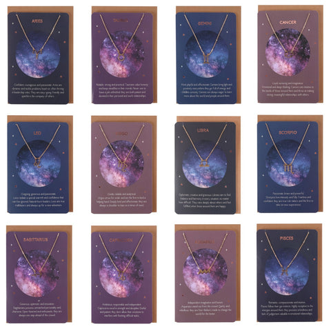 Zodiac Pendant Necklace on a matching Greeting Card & Envelope - Charming and Trendy Ltd