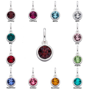 Sterling Silver Crystal Birthstone Pendant Charm - Charming And Trendy Ltd