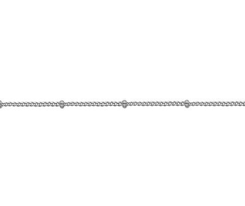 925 Sterling Silver Curb with Bead Stations (1.1mm - 18"/45cm - 1.88g)