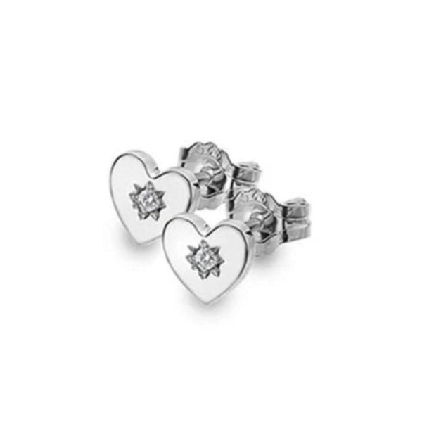 925 Sterling Silver Heritage Diamond Set Heart Stud Earrings - Charming and Trendy Ltd