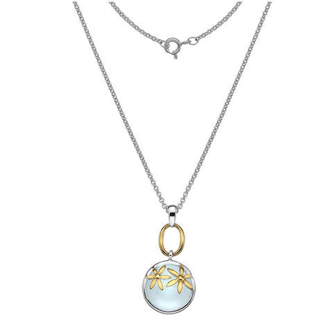 925 Sterling Silver Aqua Chalcedony Pendant with Gold Plate Detail - Charming and Trendy Ltd