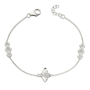 925 Sterling Silver Cubic Zirconia Bee Bracelet from Beginnings London - Charming And Trendy Ltd