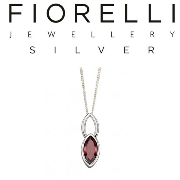 925 Sterling Silver Marquise Red Cubic Zirconia Pendant by FIORELLI - P4691R - Charming And Trendy Ltd