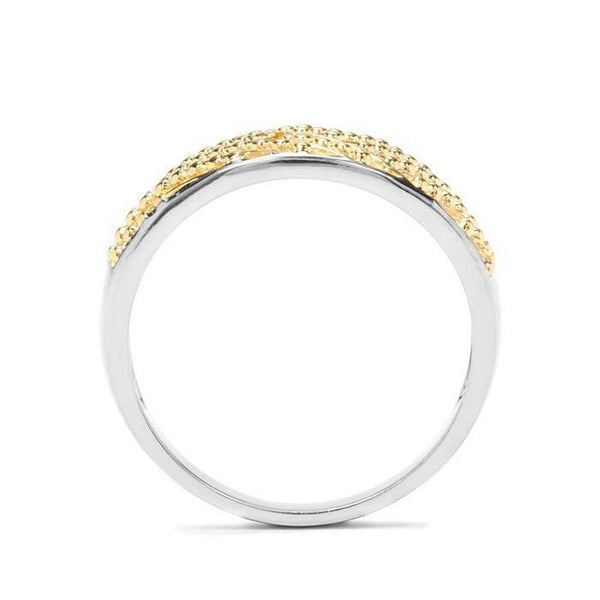 925 Sterling Silver Gold Plated Yellow Diamond Two Tone Ring -  Charming and Trendy
